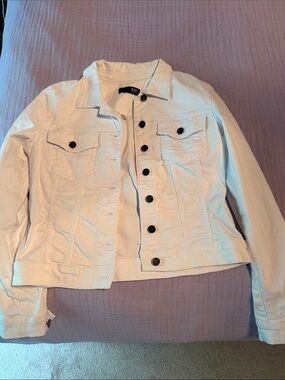 Kut from the Kloth Cream White Denim Helena Jean Jacket
